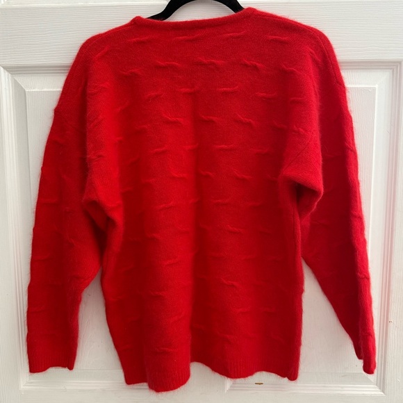 Vintage Rafaella Red scoop neck long sleeve Angora Sweater Size M - Picture 4 of 6